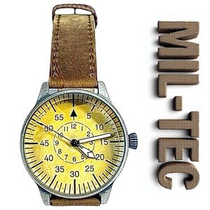 MILTEC Aviator Pilot Watch Quartz White Dial Leather Band Military Style